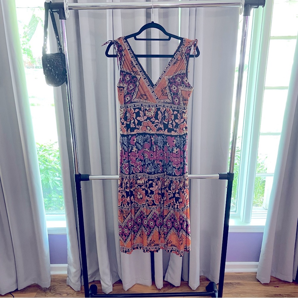 Eva Blue orange print dress size 6.